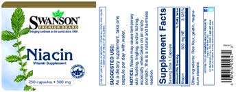 Swanson Premium Brand Niacin 500 mg - vitamin supplement