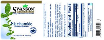 Swanson Premium Brand Niacinamide 500 mg - vitamin supplement