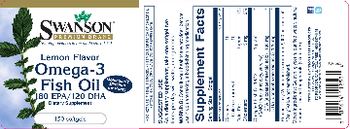 Swanson Premium Brand Omega-3 Fish Oil 180 EPA/120 DHA Lemon Flavor - supplement