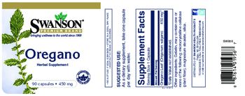 Swanson Premium Brand Oregano 450 mg - herbal supplement