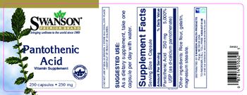Swanson Premium Brand Pantothenic Acid 250 mg - vitamin supplement