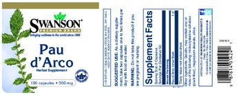 Swanson Premium Brand Pau d'Arco 500 mg - herbal supplement