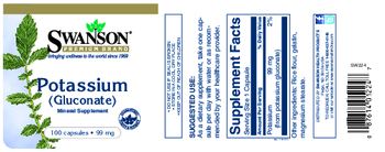Swanson Premium Brand Potassium (Gluconate) 99 mg - mineral supplement