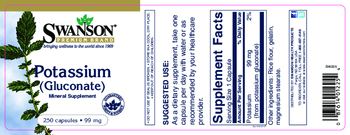 Swanson Premium Brand Potassium (Gluconate) 99 mg - mineral supplement
