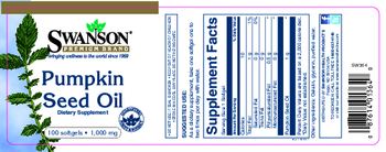Swanson Premium Brand Pumpkin Seed Oil 1,000 mg - supplement