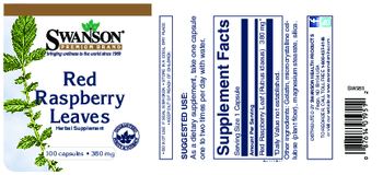 Swanson Premium Brand Red Raspberry Leaves 380 mg - herbal supplement