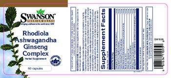 Swanson Premium Brand Rhodiola Ashwagandha Ginseng Complex - herbal supplement