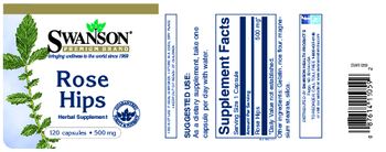 Swanson Premium Brand Rose Hips 500 mg - herbal supplement