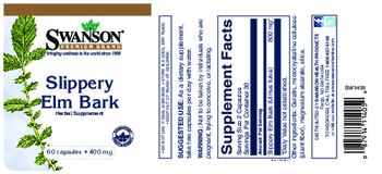 Swanson Premium Brand Slippery Elm Bark 400 mg - herbal supplement