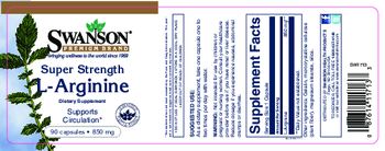 Swanson Premium Brand Super Strength L-Arginine 850 mg - supplement