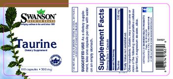 Swanson Premium Brand Taurine 500 mg - supplement