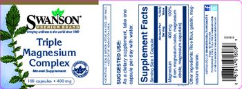 Swanson Premium Brand Triple Magnesium Complex 400 mg - mineral supplement