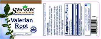Swanson Premium Brand Valerian Root 475 mg - herbal supplement