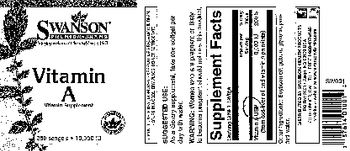 Swanson Premium Brand Vitamin A 10000 IU - vitamin supplement
