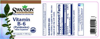 Swanson Premium Brand Vitamin B-6 (Pyridoxine) 100 mg - vitamin supplement