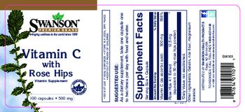 Swanson Premium Brand Vitamin C With Rose Hips 500 mg - vitamin supplement