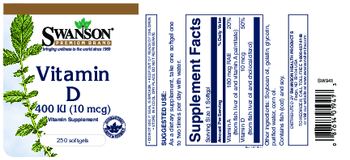 Swanson Premium Brand Vitamin D 400 IU (10 mcg) - vitamin supplement