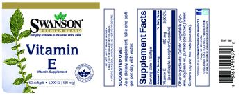 Swanson Premium Brand Vitamin E 1,000 IU (450 mg) - vitamin supplement
