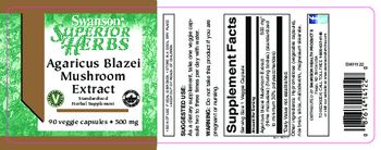Swanson Superior Herbs Agaricus Blazei Mushroom Extract 500 mg - standardized herbal supplement