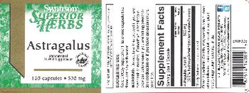 Swanson Superior Herbs Astragalus 500 mg - standardized herbal supplement