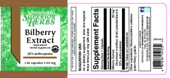 Swanson Superior Herbs Bilberry Extract 60 mg - standardized herbal supplement