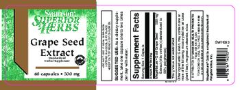 Swanson Superior Herbs Grape Seed Extract 500 mg - standardized herbal supplement