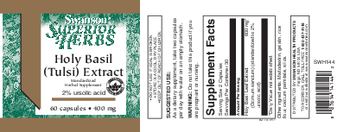Swanson Superior Herbs Holy Basil (Tulsi) Extract 400 mg - standardized herbal supplement