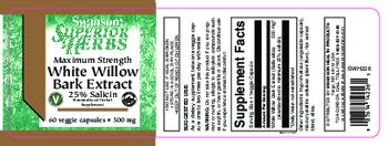 Swanson Superior Herbs Maximum Strength White Willow Bark Extract 500 mg - standardized herbal supplement
