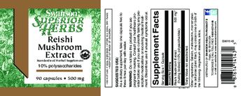 Swanson Superior Herbs Reishi Mushroom Extract 500 mg - standardized herbal supplement