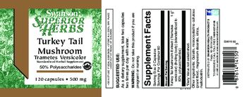 Swanson Superior Herbs Turkey Tail Mushroom 500 mg - standardized herbal supplement