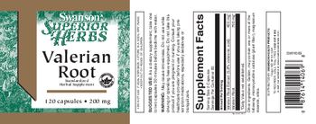 Swanson Superior Herbs Valerian Root 200 mg - standardized herbal supplement
