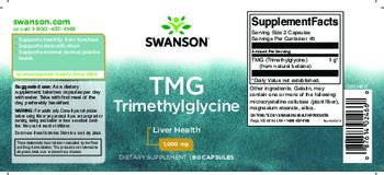 Swanson TMG Trimethylglycine 1,000 mg - supplement