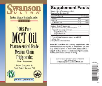 Swanson Ultra 100% Pure MCT Oil Pharmaceutical Grade Medium-Chain Triglycerides - supplement