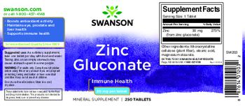 Swanson Zinc Gluconate 30 mg - mineral supplement