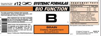 Systemic Formulas Bio Function B Brain - supplement