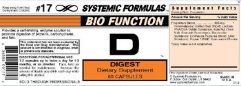 Systemic Formulas Bio Function D Digest - supplement