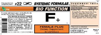 Systemic Formulas Bio Function F+ Female Plus - supplement