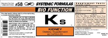 Systemic Formulas Bio Function Ks Kidney - supplement