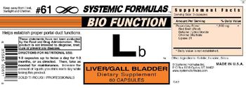 Systemic Formulas Bio Function Lb Liver/Gall Bladder - supplement