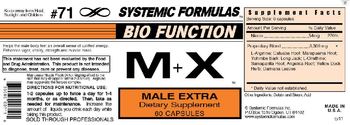 Systemic Formulas Bio Function M+X Male Extra - supplement