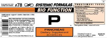 Systemic Formulas Bio Function P Pancreas - supplement