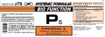 Systemic Formulas Bio Function Ps Pancreas S - supplement