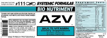 Systemic Formulas Bio Nutriment AZV Multi Vitamin - supplement
