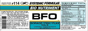Systemic Formulas Bio Nutriment BFO Borage/Fish/Flax Oils - supplement