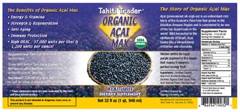 Tahiti Trader Organic Acai Max - supplement