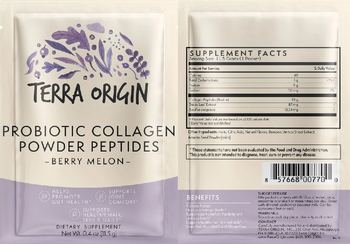Terra Origin Probiotic Collagen Powder Peptides Berry Melon - supplement