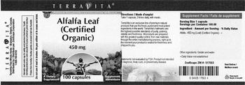 Terravita Alfalfa Leaf (Certified Organic) 450 mg - supplement