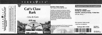 Terravita Cat's Claw Bark - Una de Gato 450 mg - supplement