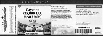 Terravita Cayenne (35,000 IU Heat Units) 450 mg - supplement