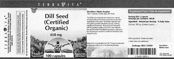 Terravita Dill Seed (Certified Organic) 450 mg - supplement